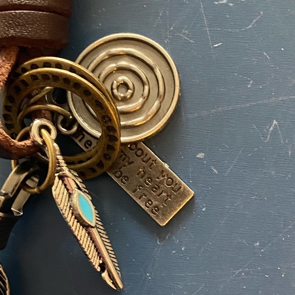 Turquoise Silver Feather Keychain Set - Picture 3 of 8